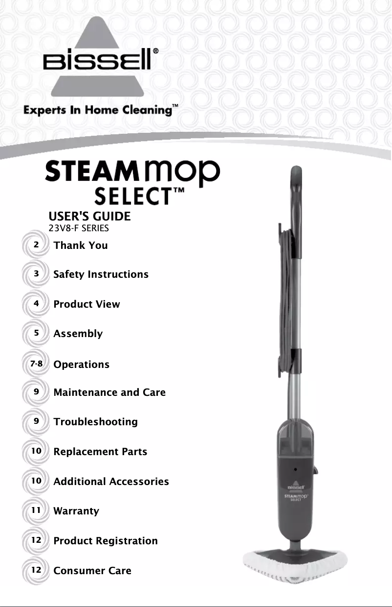 Page 1 de la notice Manuel utilisateur Bissell Steam Mop Select 94E9T