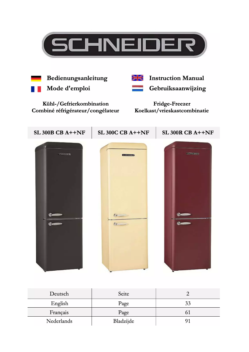 Page 1 de la notice Manuel utilisateur Schneider SL 300 NF C-CB A++