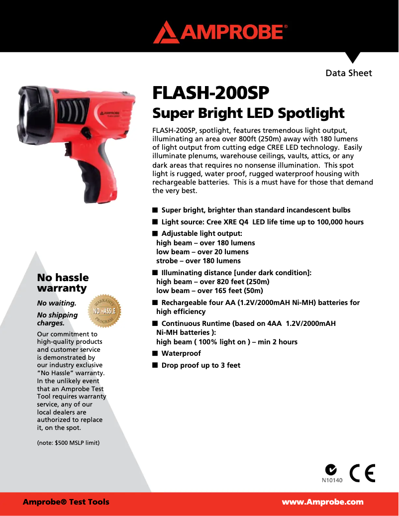 Página 1 del manual Ficha técnica Amprobe FLASH-200SP
