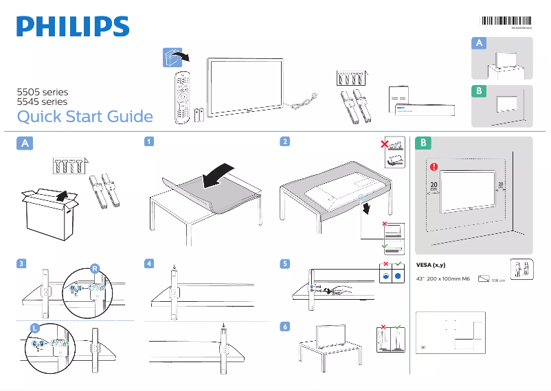 Page n°1 - Guide de démarrage rapide Philips 43PFD5505