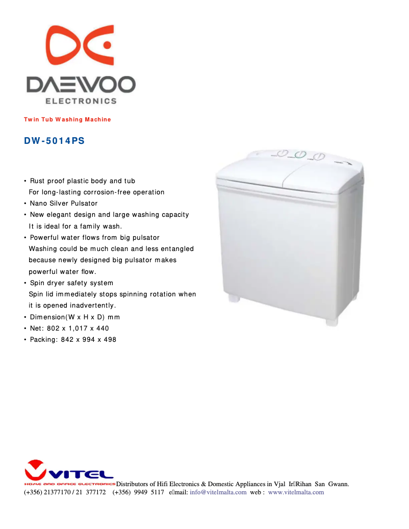 Page 1 de la notice Manuel utilisateur Daewoo DW-5014P