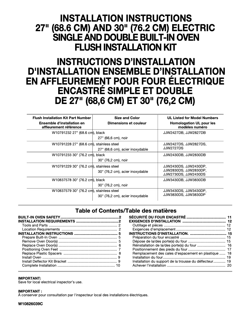 Image de la première page du manuel de l'appareil W10791229