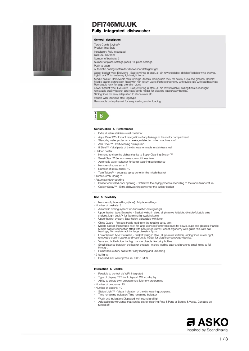 Image de la première page du manuel de l'appareil DFI746MU.UK