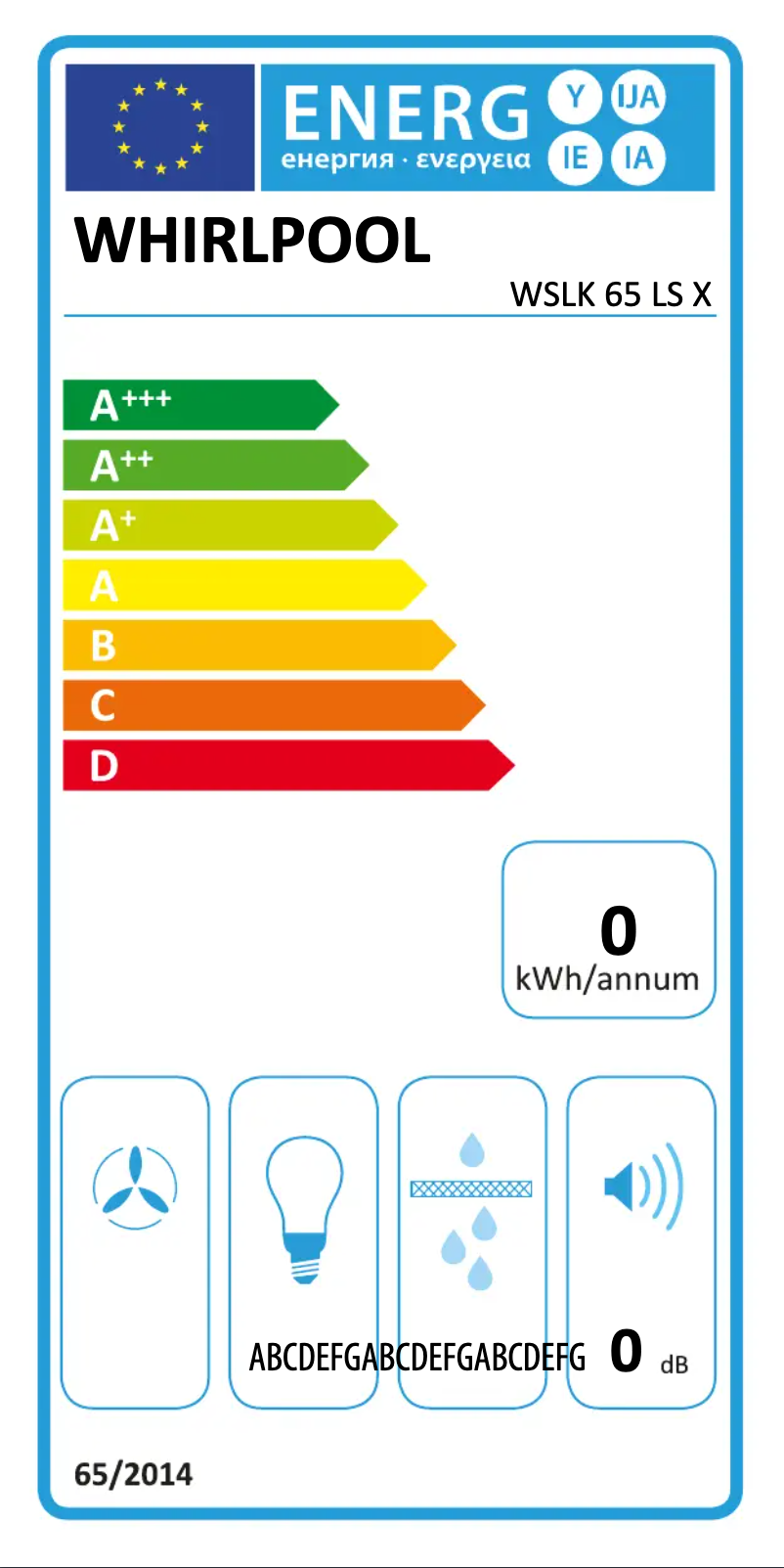 Page 1 de la notice Label énergétique Whirlpool WSLK 65 LS X