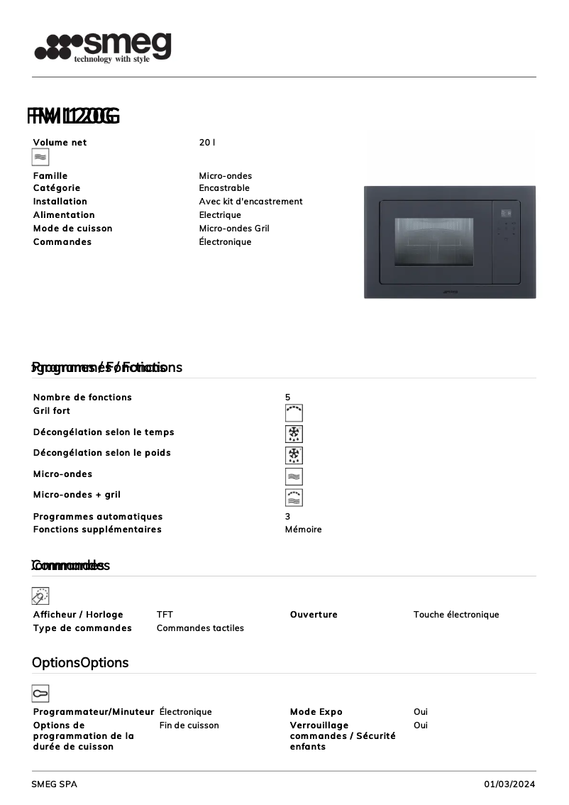 Image de la première page du manuel de l'appareil FMI120G