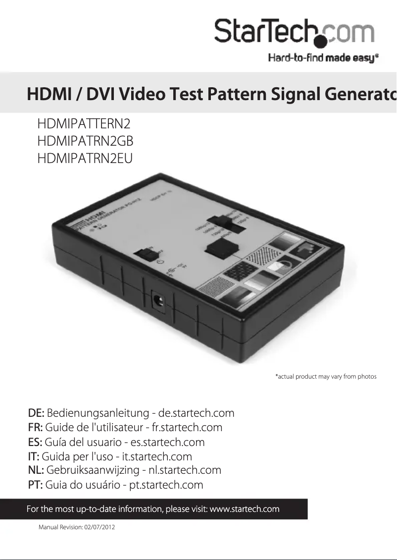 Page n°1 - Manuel utilisateur StarTech.com HDMIPATTERN2