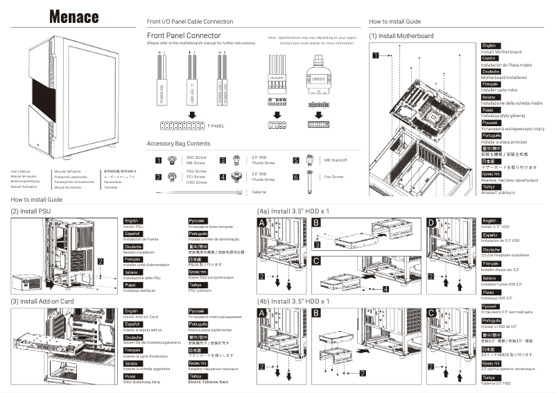 Page 1 de la notice Manuel utilisateur AeroCool Menace