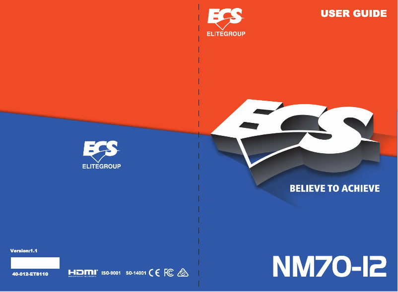 Page 1 de la notice Manuel utilisateur ECS NM70-I2