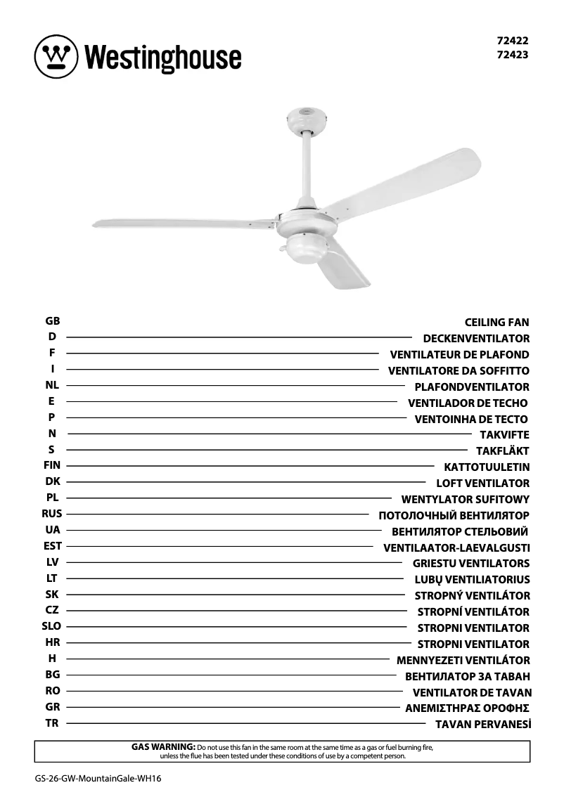 Page 1 de la notice Manuel utilisateur Westinghouse 72422