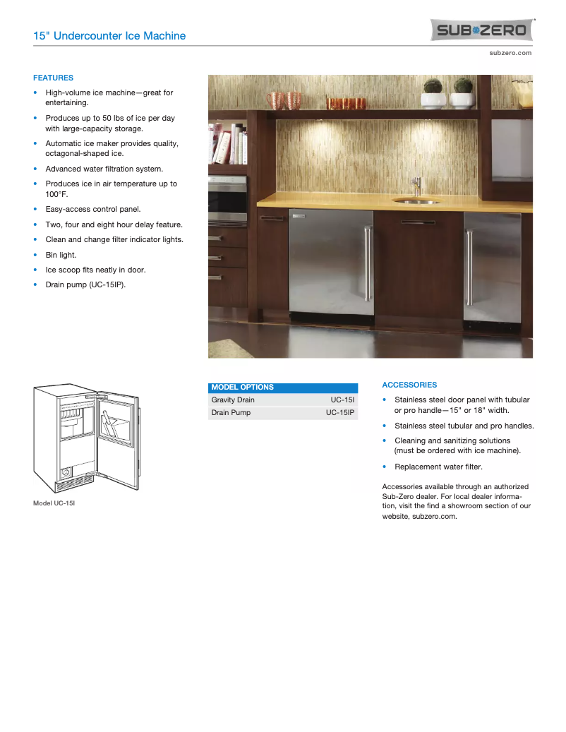 Page n°1 - Manuel utilisateur Sub-Zero UC-15I