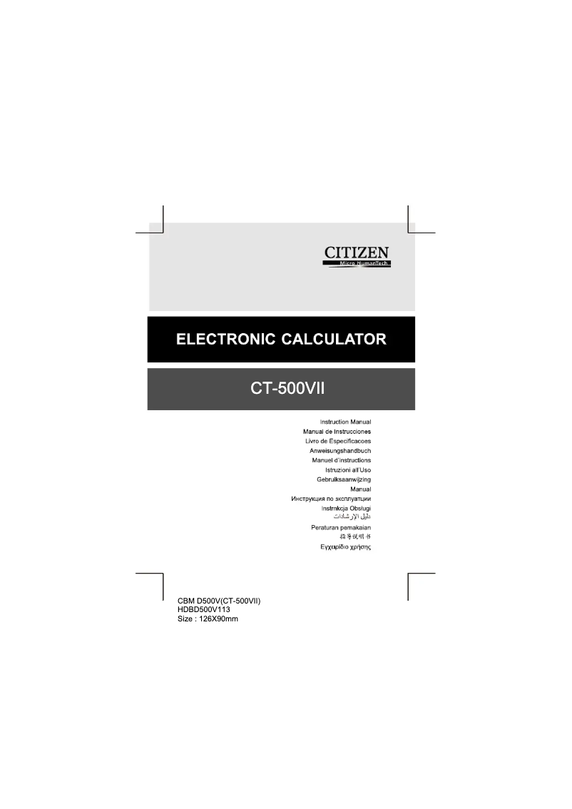 Page n°1 - Manuel utilisateur Citizen CT-500VII