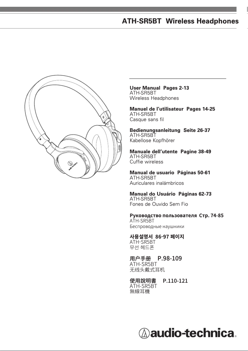 Page 1 de la notice Manuel utilisateur Audio-Technica ATH-SR5BT