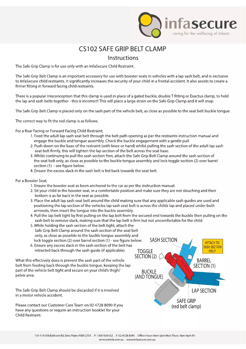 Image de la première page du manuel de l'appareil SafeGrip Belt Clamp