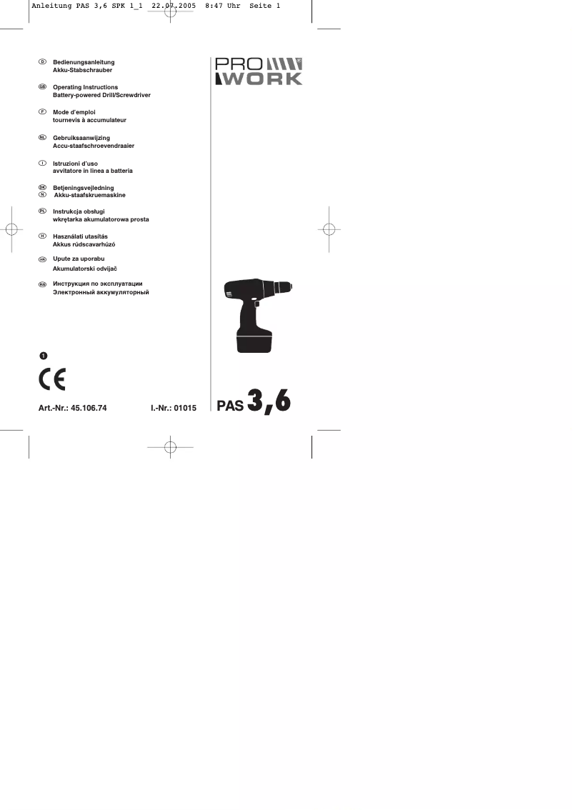 Image de la première page du manuel de l'appareil PAS 3,6