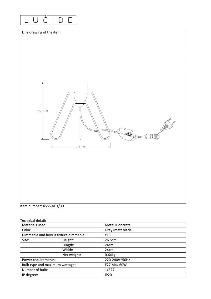 Page 1 de la notice Manuel utilisateur Lucide Semih 45559/01/30