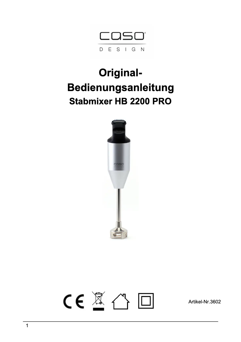 Page n°1 - Manuel utilisateur Caso HB 2200 ro