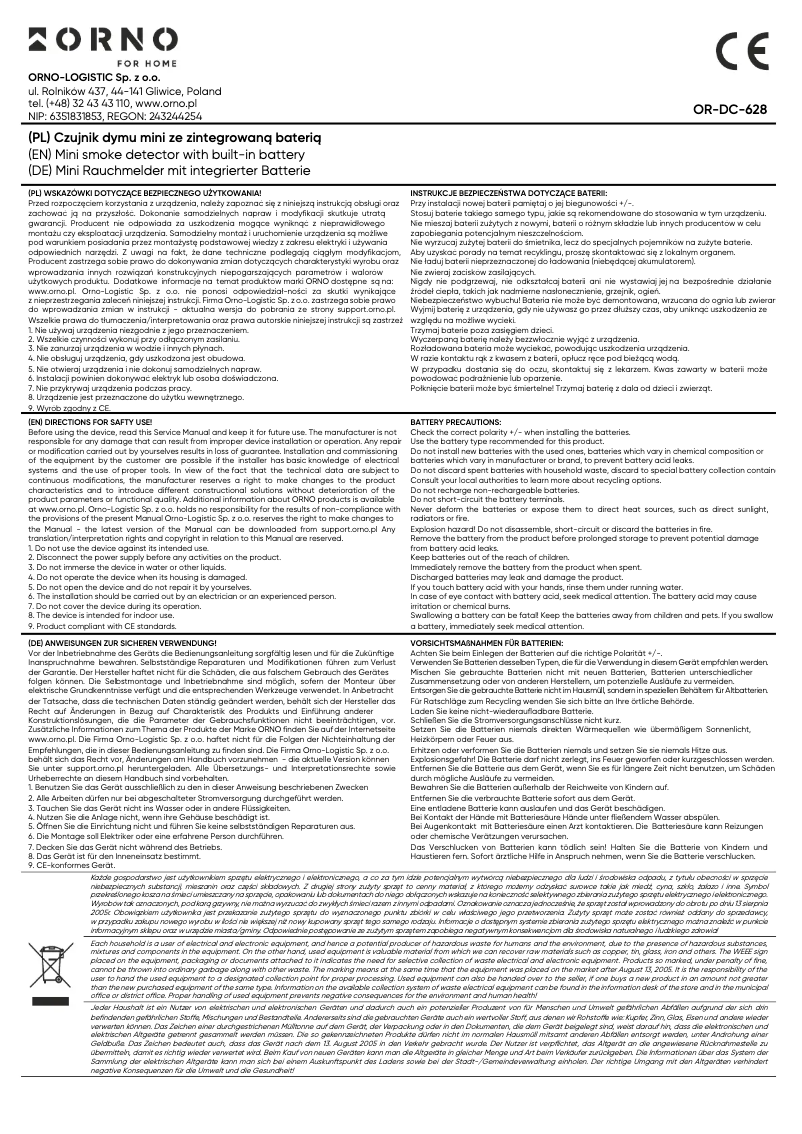 Page 1 de la notice Manuel utilisateur ORNO OR-DC-628