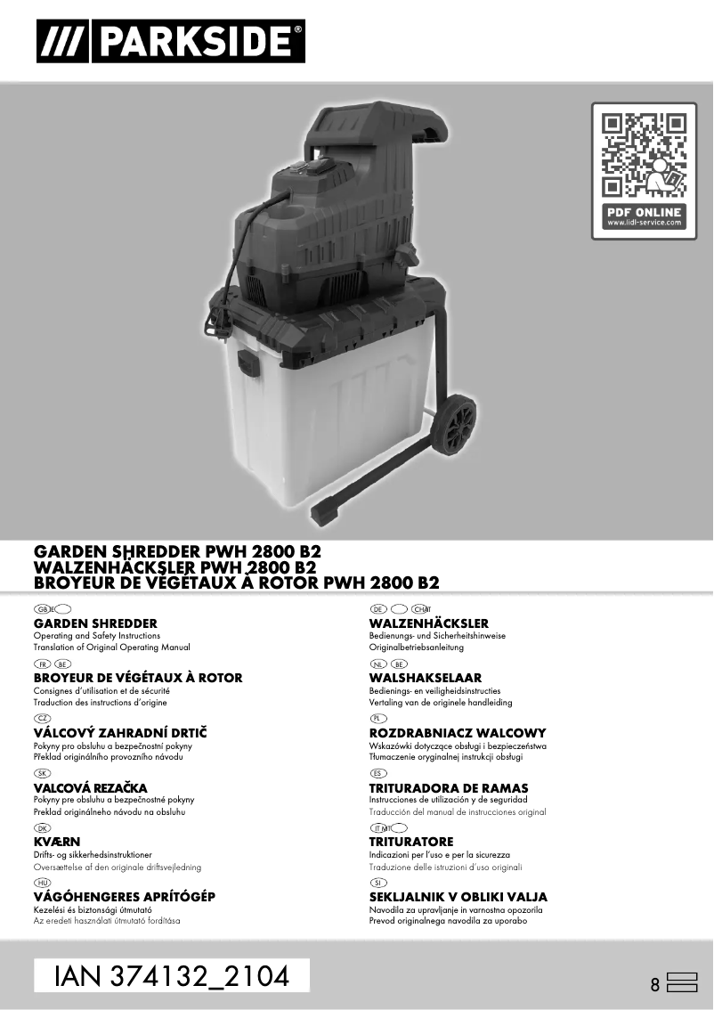 Page 1 de la notice Manuel utilisateur Parkside PWH 2800 B2