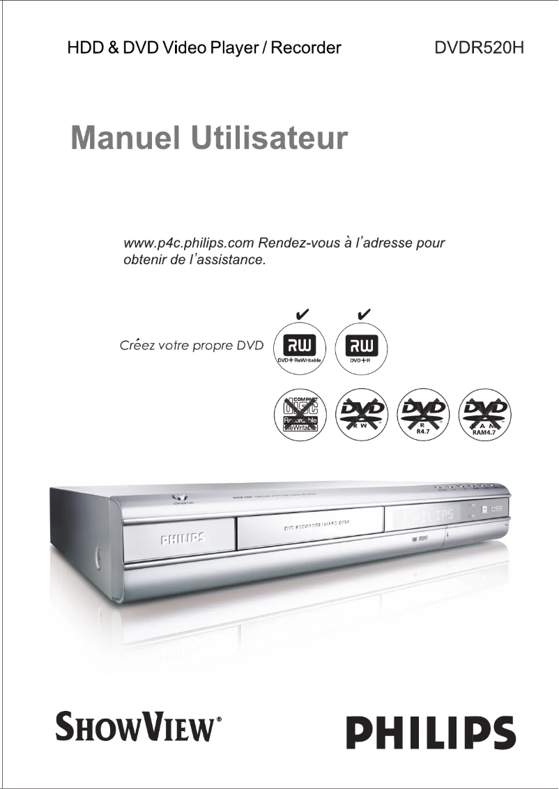 Page 1 de la notice Manuel utilisateur Philips DVDR520H