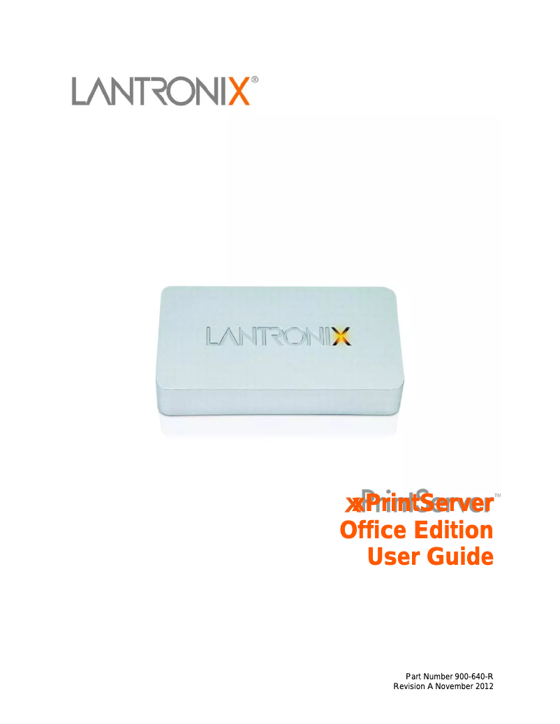 Page 1 de la notice Manuel utilisateur Lantronix xPrintServer Office Edition