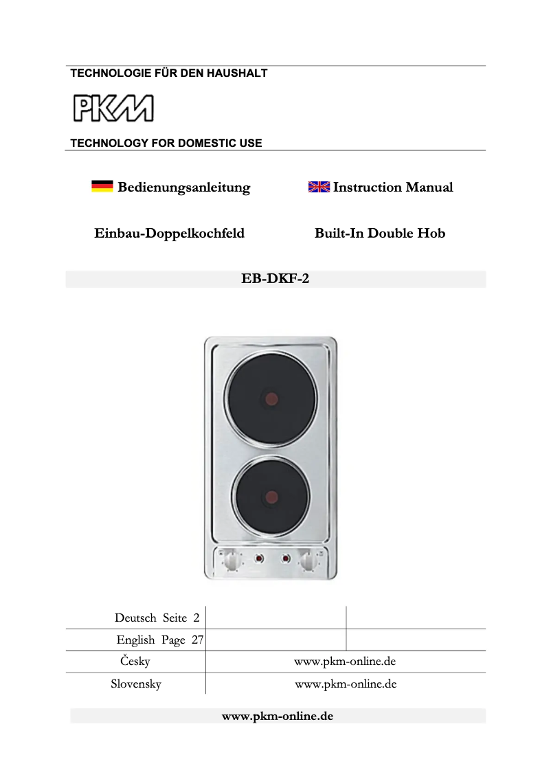 Image de la première page du manuel de l'appareil EB-DKF-2