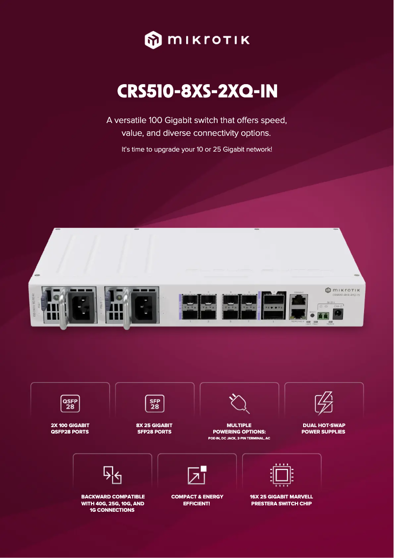 Image de la première page du manuel de l'appareil CRS510-8XS-2XQ-IN