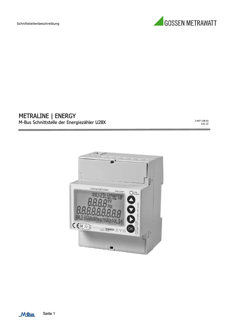 Image de la première page du manuel de l'appareil METRALINE ENERGY U281