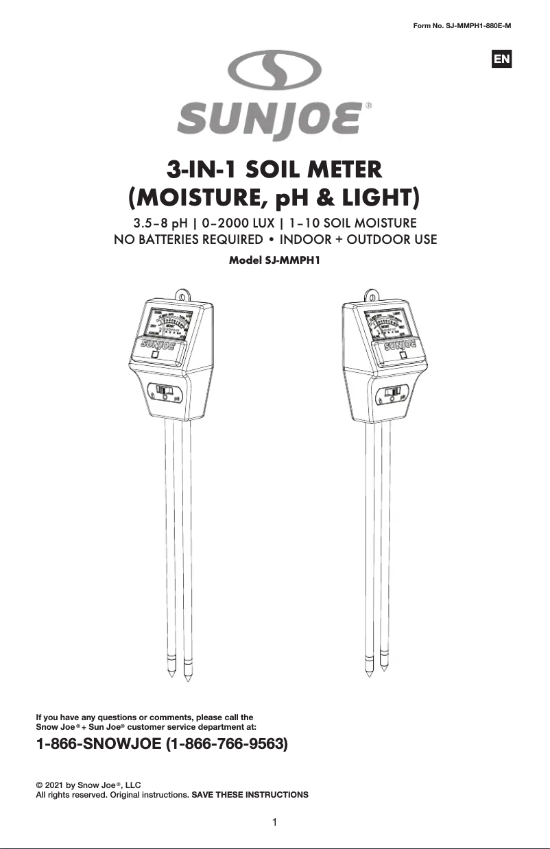 Page 1 de la notice Manuel utilisateur Sun Joe SJ-MMPH1