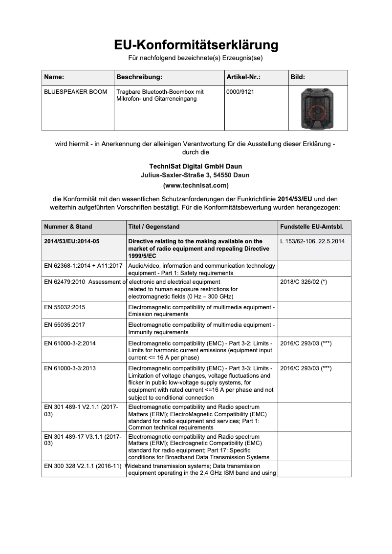Image de la première page du manuel de l'appareil Bluspeaker Boom