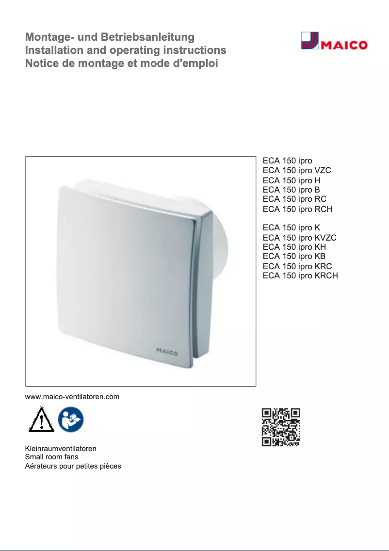 Image de la première page du manuel de l'appareil ECA 150 ipro RC
