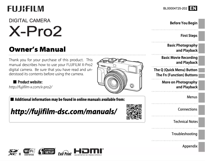 Page n°1 - Manuel utilisateur Fujifilm X-Pro2