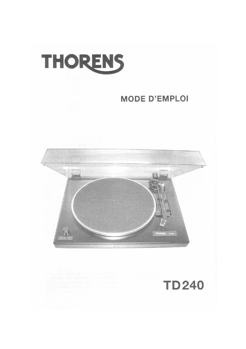 Page 1 de la notice Manuel utilisateur Thorens TD 240-2