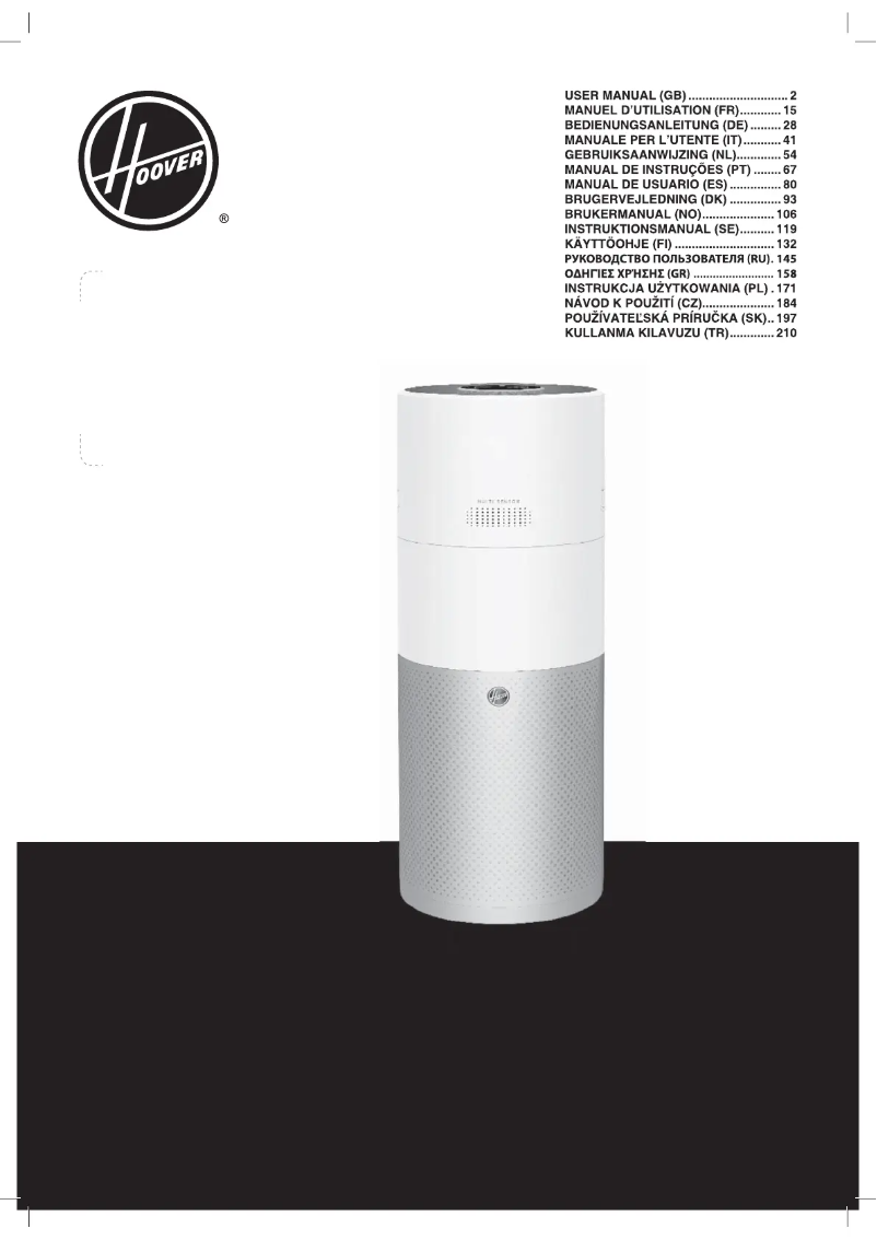 Page 1 de la notice Manuel utilisateur Hoover H-PURIFIER 700 HHP70CAH011