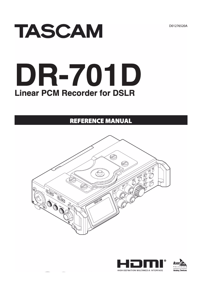 Page n°1 - Manuel utilisateur Tascam DR-701D