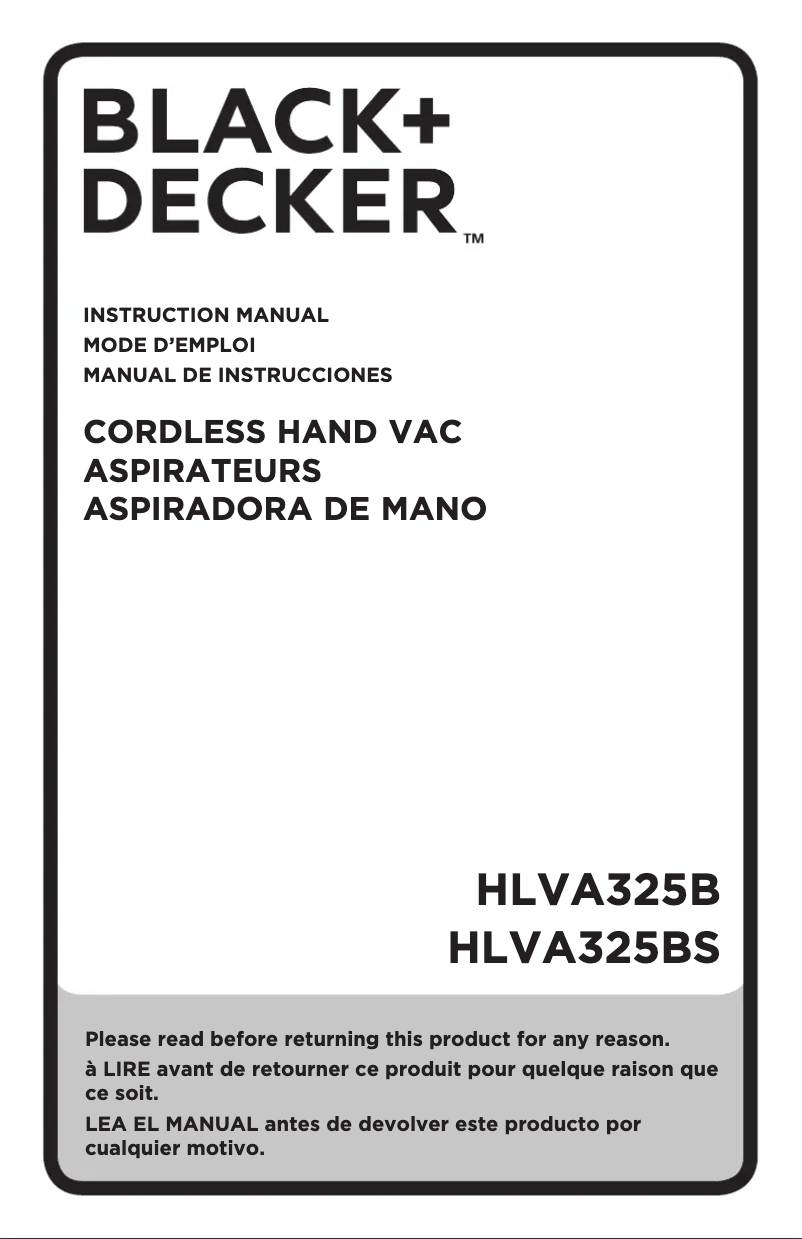 Página 1 del manual Manual de usuario Black & Decker HLVA325BS21