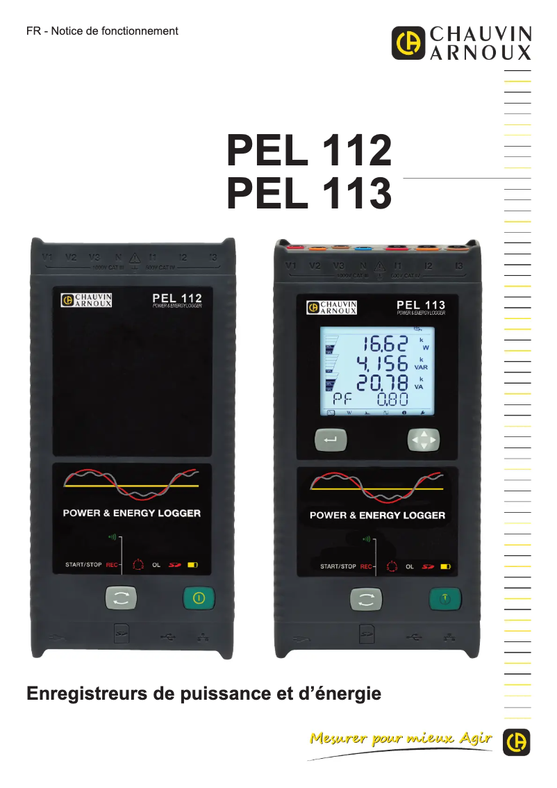 Page 1 of the manual User Manual Chauvin Arnoux PEL 112