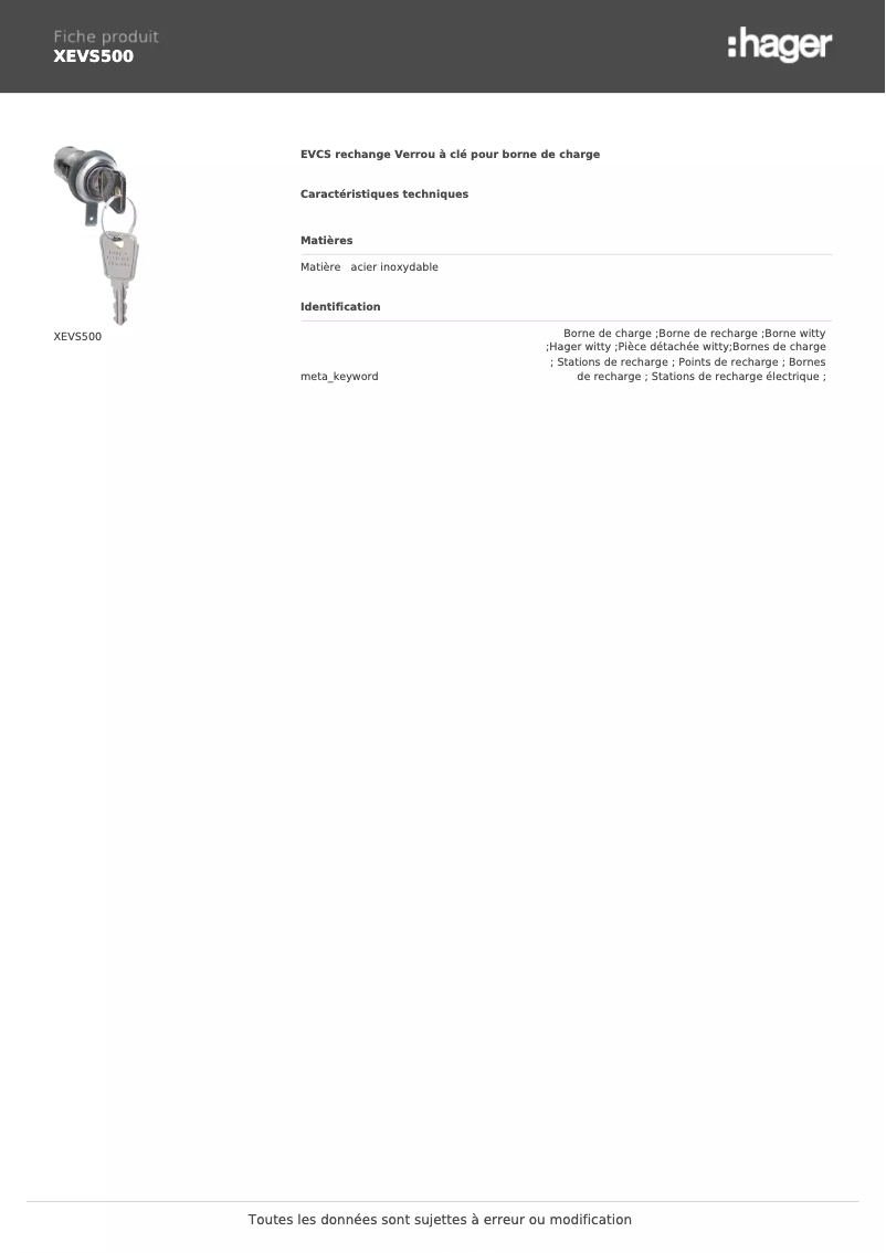 Image de la première page du manuel de l'appareil XEVS500