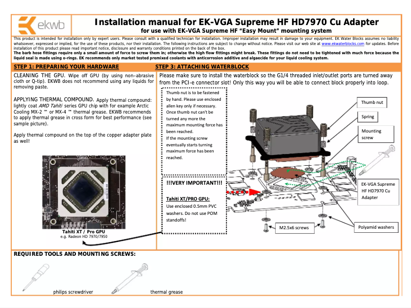 Page 1 de la notice Manuel utilisateur EK Water Blocks 3831109805138 hardware cooling accessory 3831109805138