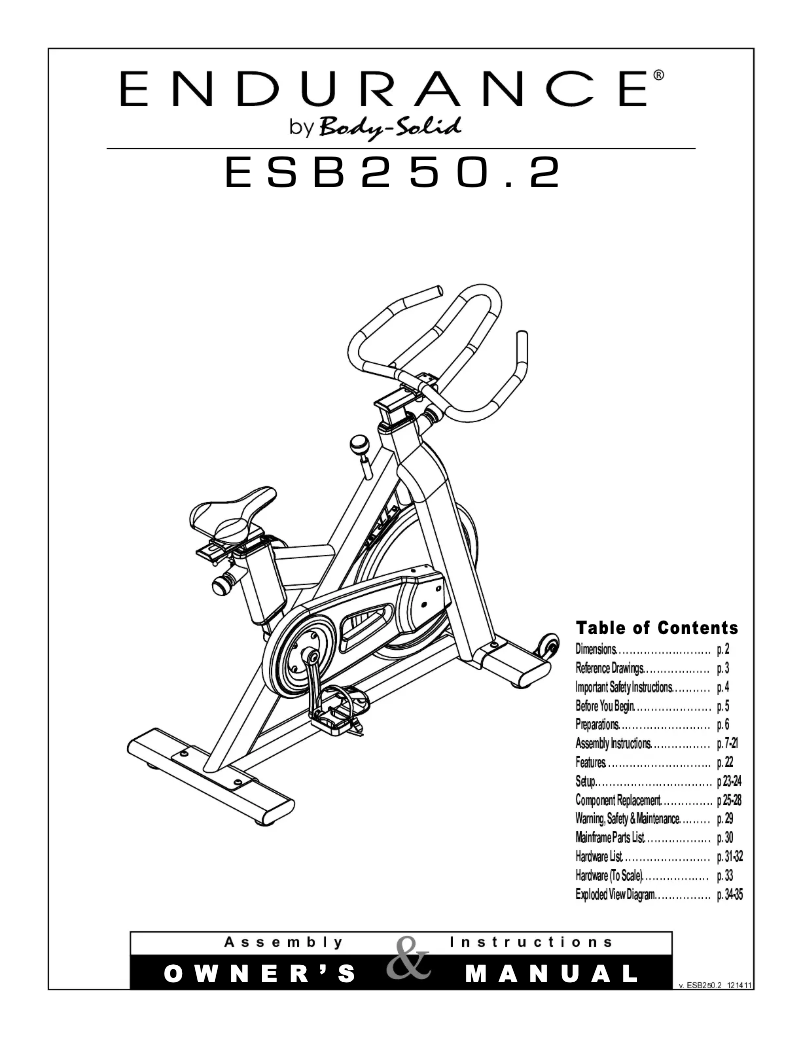 Page n°1 - Manuel utilisateur Body-Solid ESB250