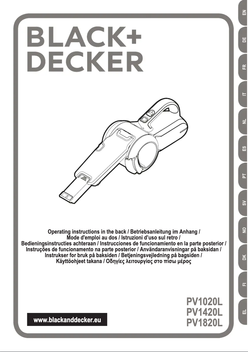 Page 1 de la notice Manuel utilisateur Black & Decker PV1820L