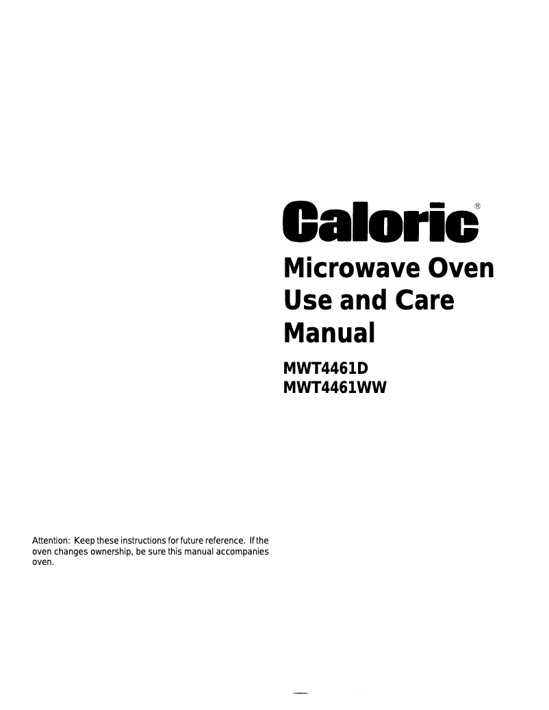 Page n°1 - Manuel utilisateur Caloric MWT4461WW