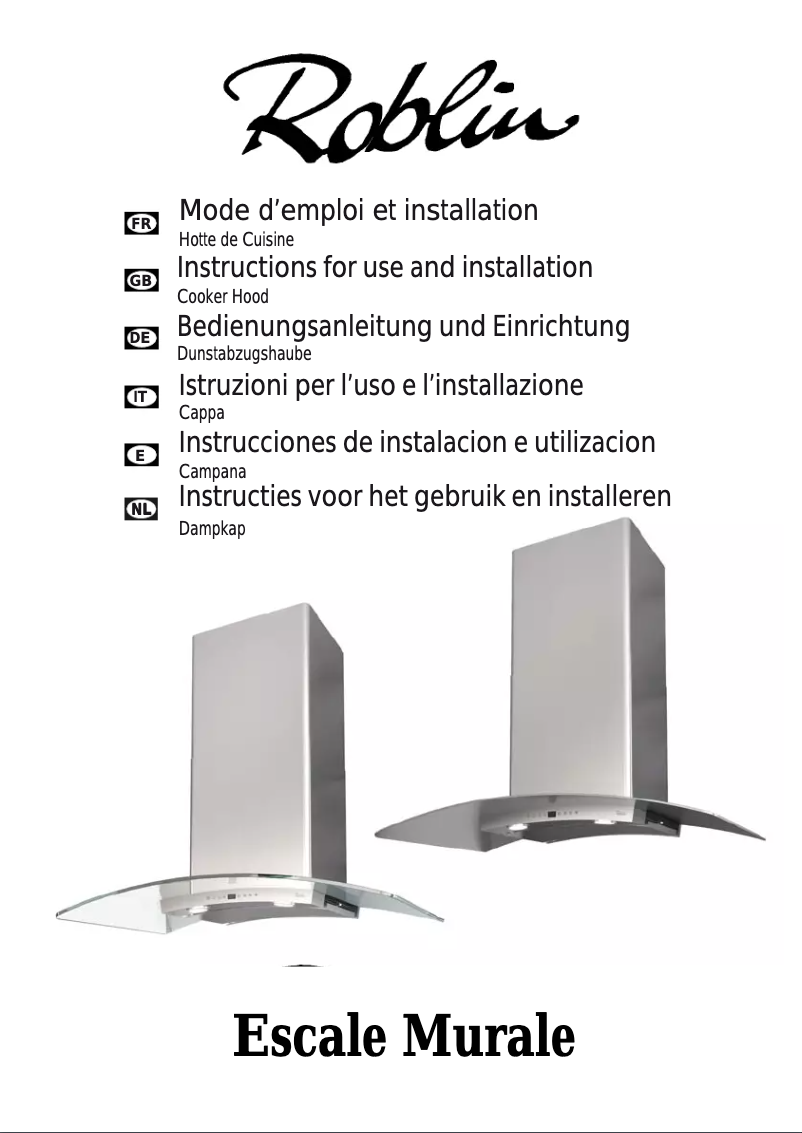 Page n°1 - Manuel utilisateur Roblin Escale Verre 900 Murale