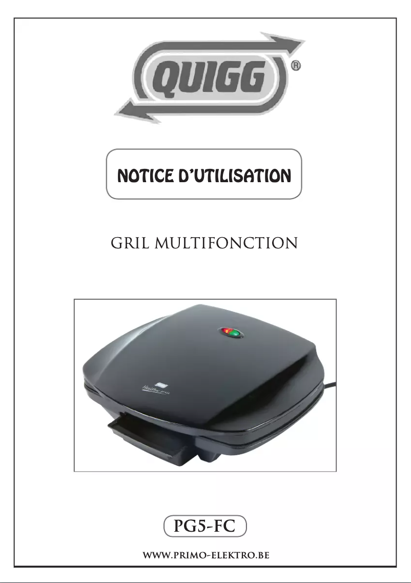 Page 1 de la notice Manuel utilisateur Quigg PG5