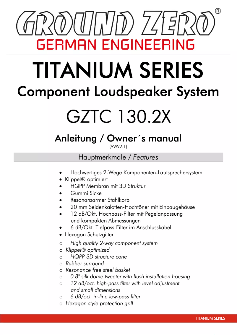 First page image of the manual for GZTC 130.2X