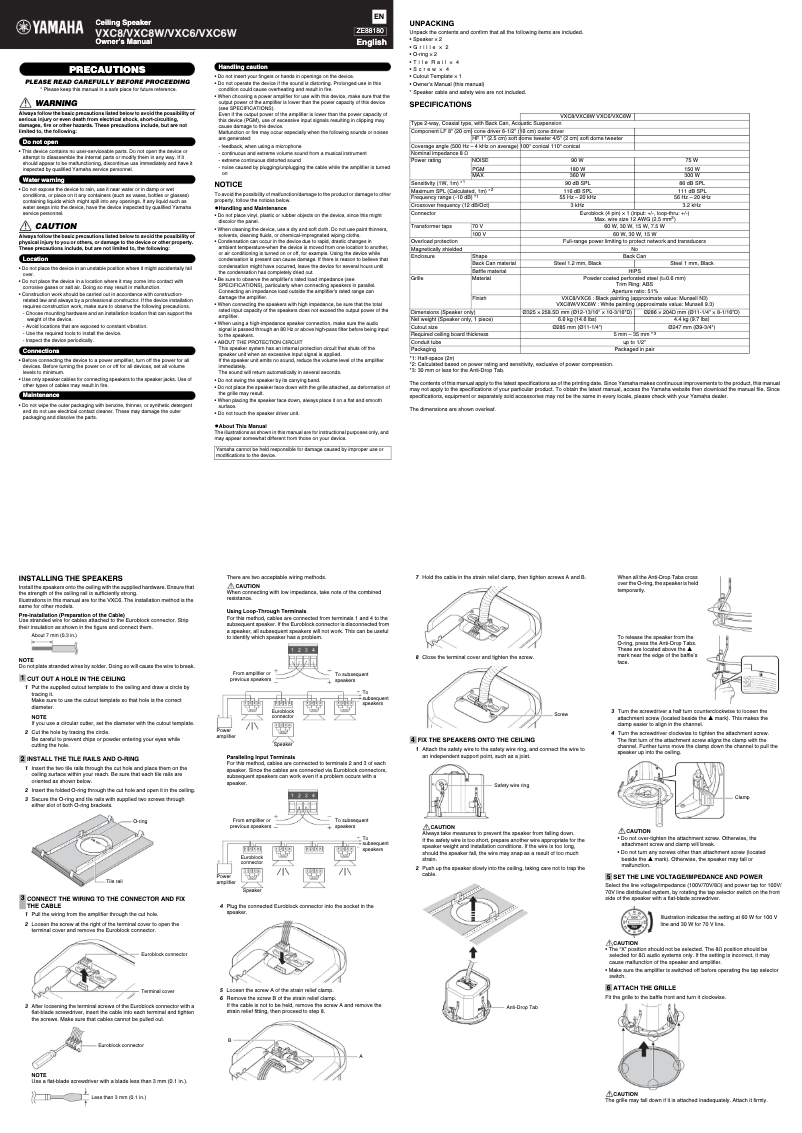 Page 1 de la notice Manuel utilisateur Yamaha VXC6