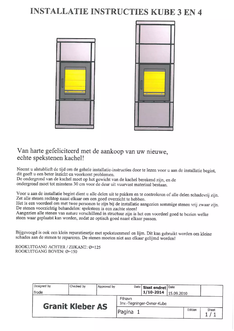 Page n°1 - Manuel utilisateur Norsk Kleber Kube 3