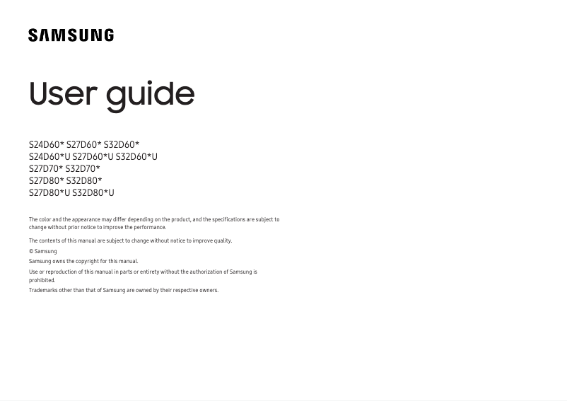 Page 1 de la notice Manuel utilisateur Samsung S32D701EAN