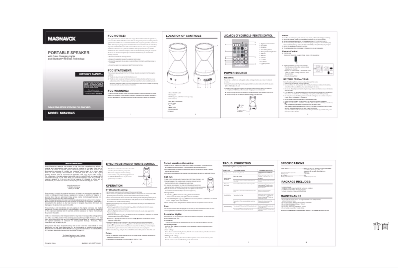 Page 1 de la notice Manuel utilisateur Magnavox MMA3645