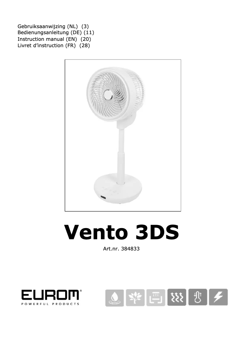 Page 1 de la notice Manuel utilisateur Eurom Vento 3D
