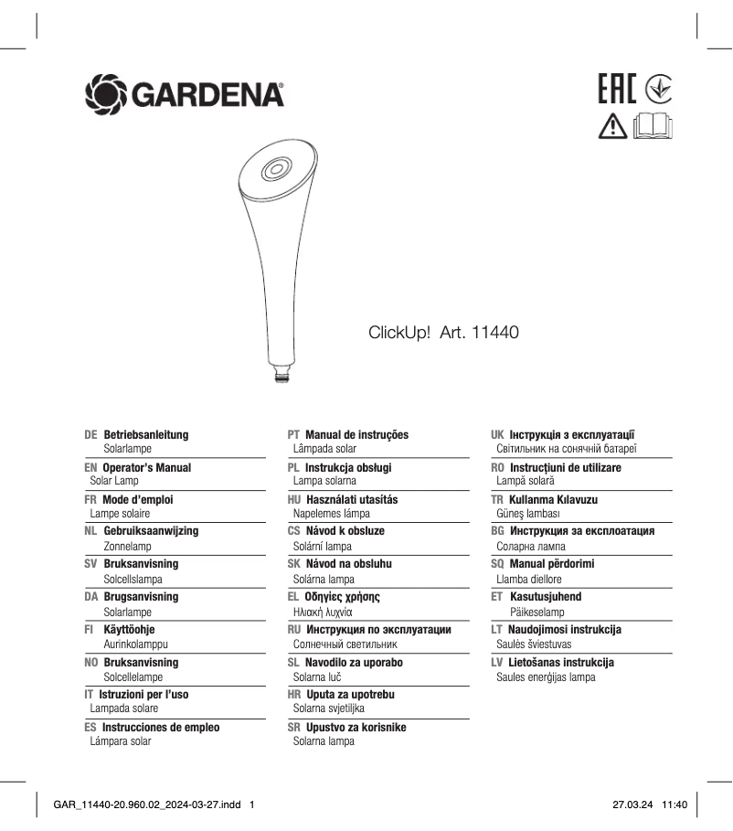 Page n°1 - Manuel utilisateur Gardena ClickUp! 11440